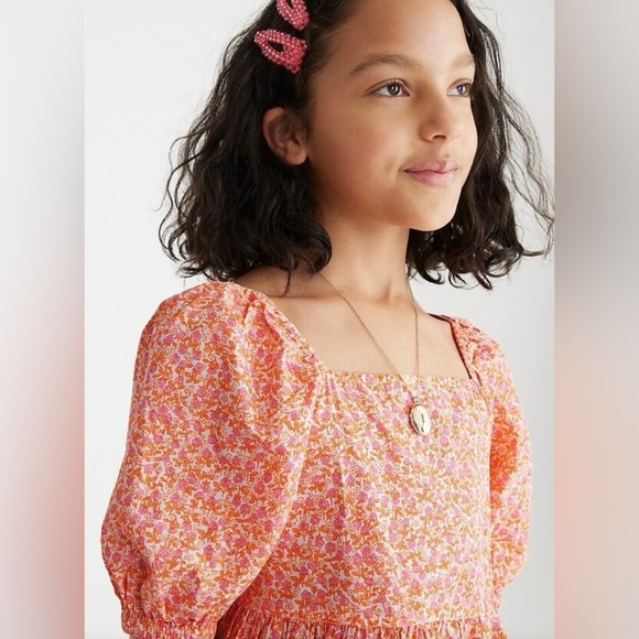 Crewcuts Girls' Puff-Sleeve Tiered Dress in Ditsy Floral Size 14 - Picture 1 of 6
